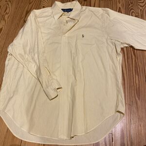 Polo Ralph Lauren Shirt Striped Long Sleeve Button Down Yellow Mens Large 17 1/2